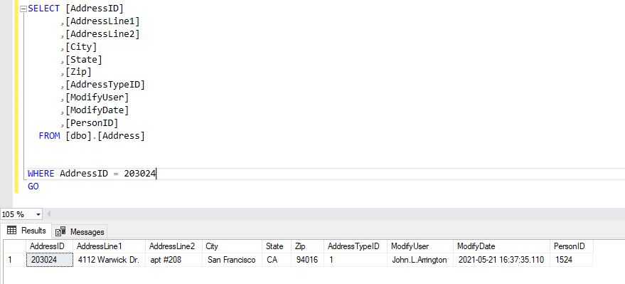 ADOM database example